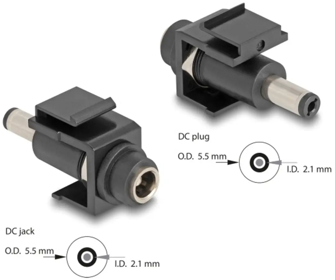Delock Keystone Module DC 5.5x2.1mm - Zwart