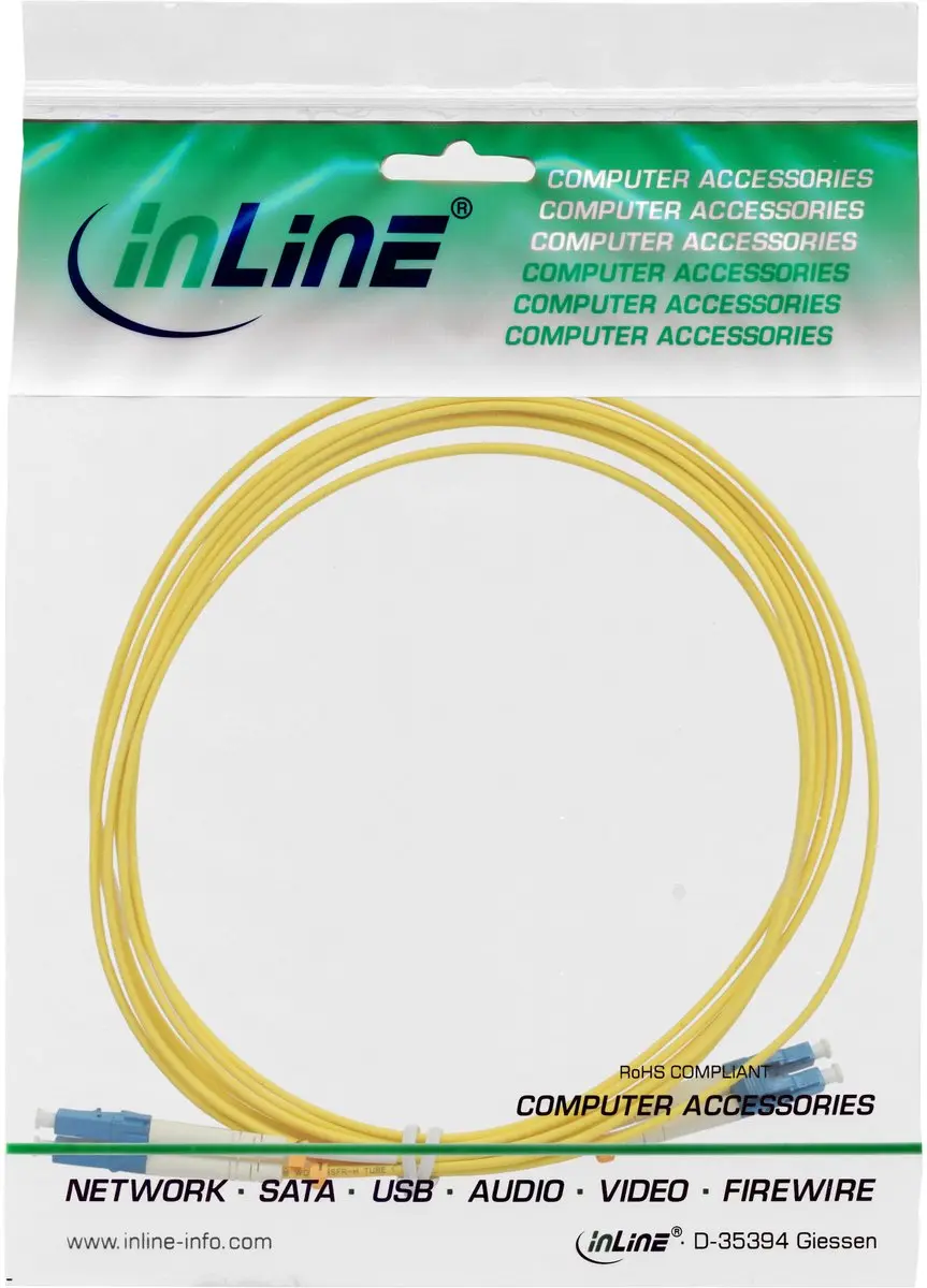 InLine LC Duplex OS2 Single Mode Patchkabel - Geel - 2m