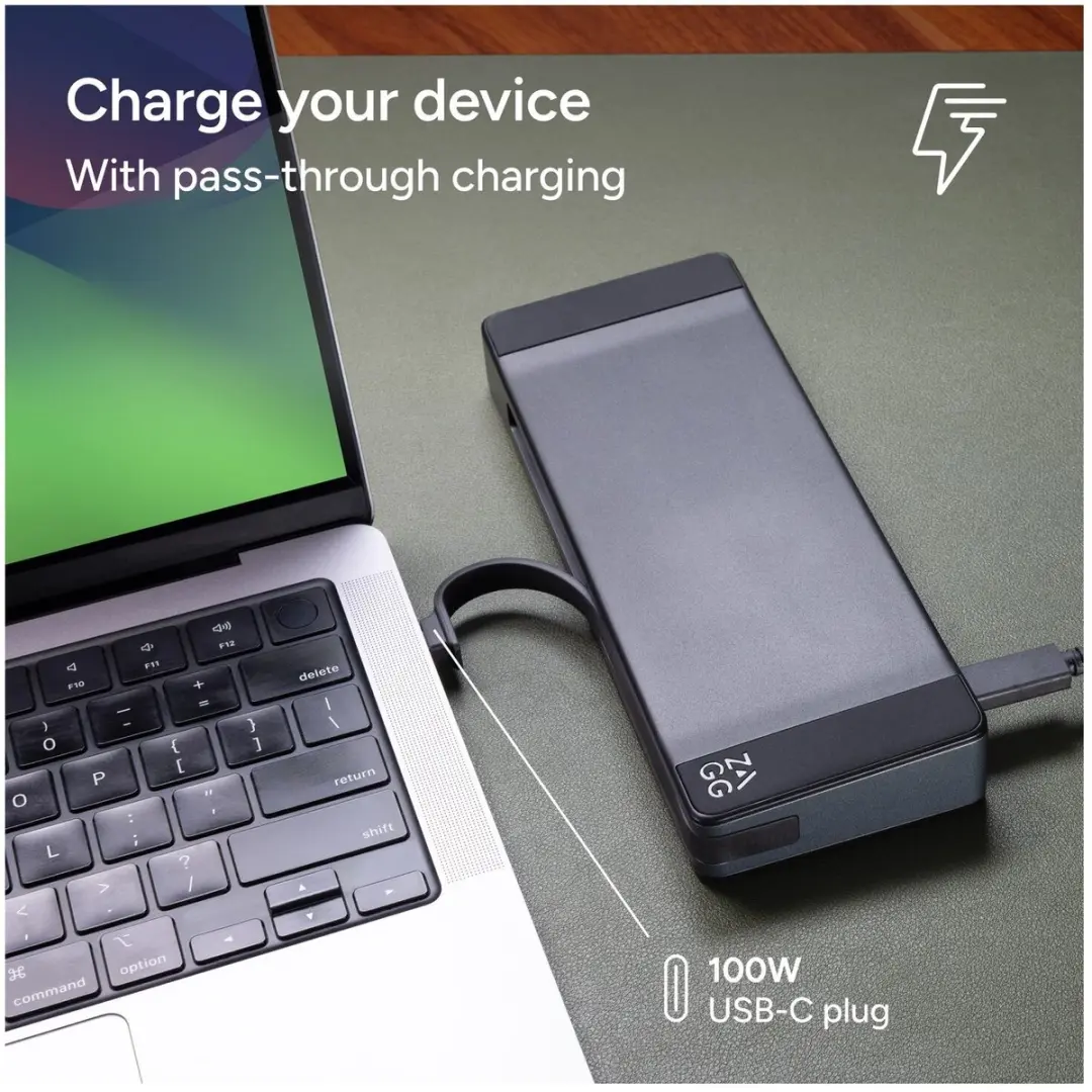 ZAGG 9-Port Hub 100W USB-C Docking Station - 2x HDMI, USB-C, USB-A, Ethernet & Kaartlezers