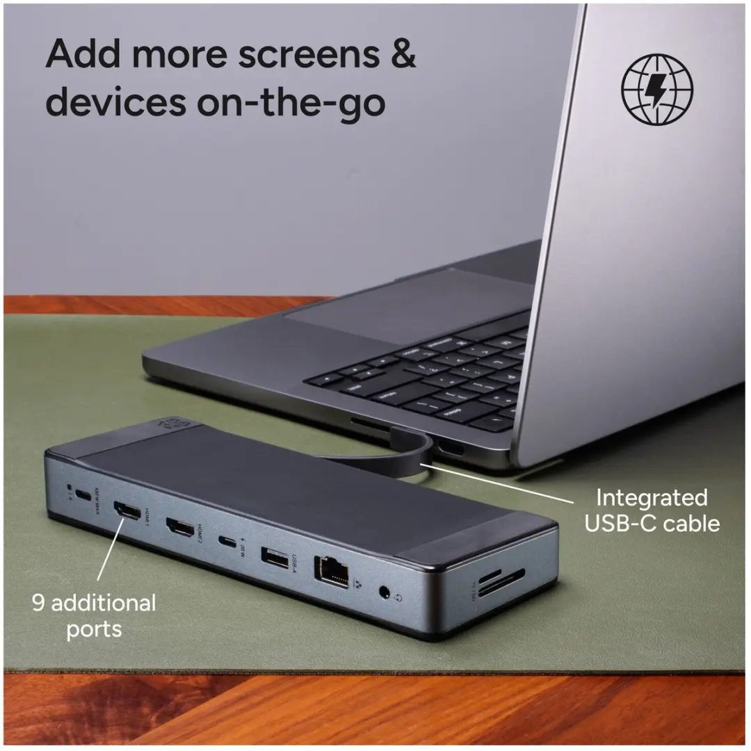 ZAGG 9-Port Hub 100W USB-C Docking Station - 2x HDMI, USB-C, USB-A, Ethernet & Kaartlezers - afbeelding 6 van 6