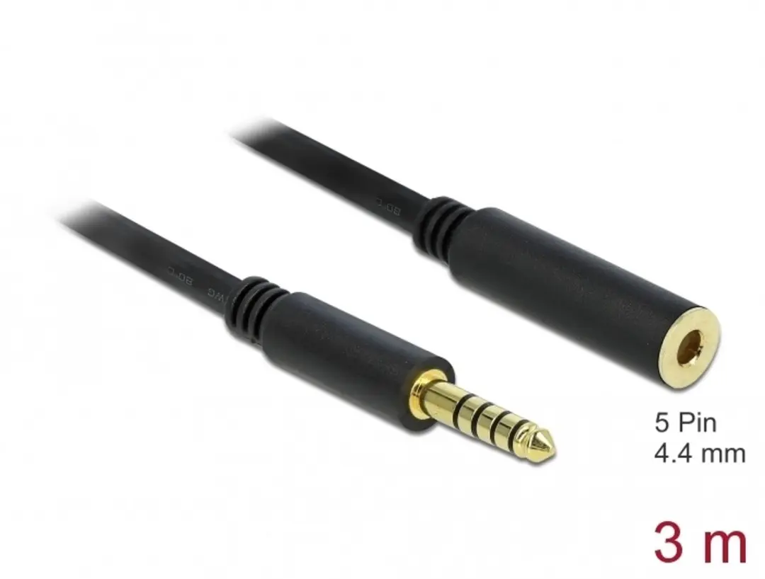 Delock 4,4mm Jack Verlengkabel - Gebalanceerd Stereo AWG24 - 3m - Verguld