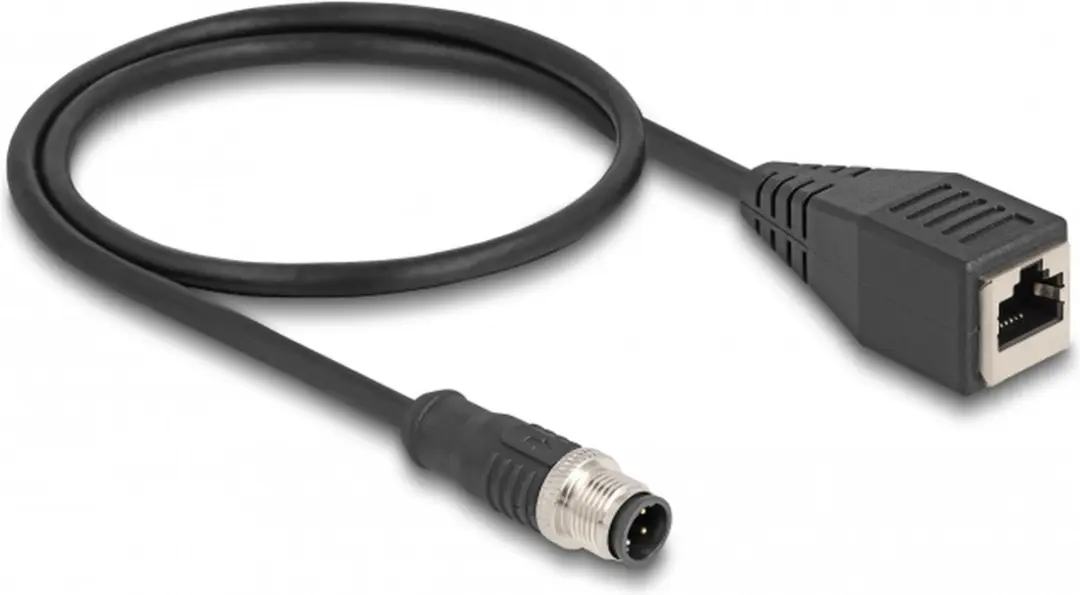 Delock 60067 RJ45/M12 Netwerkadapter - 0,50 m - Zwart