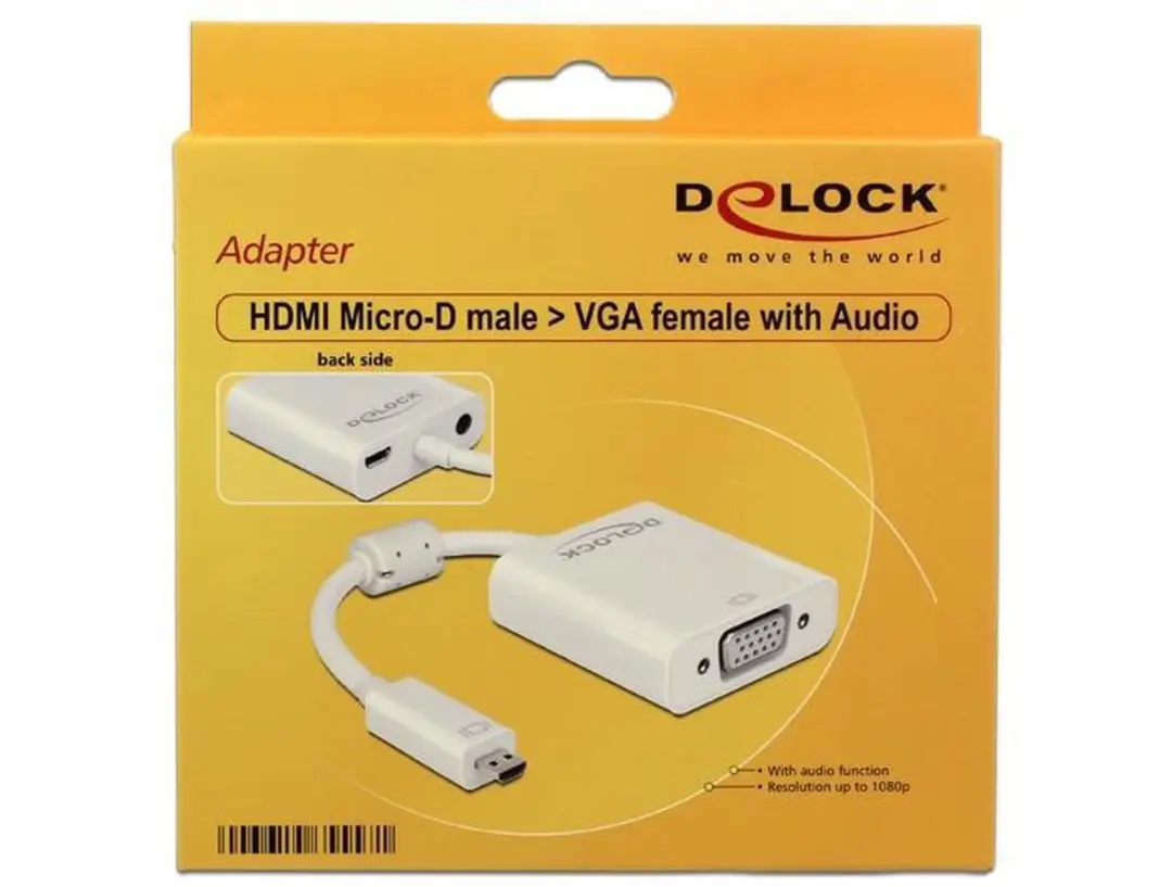Delock Micro HDMI naar VGA + 3,5mm Adapter - Wit