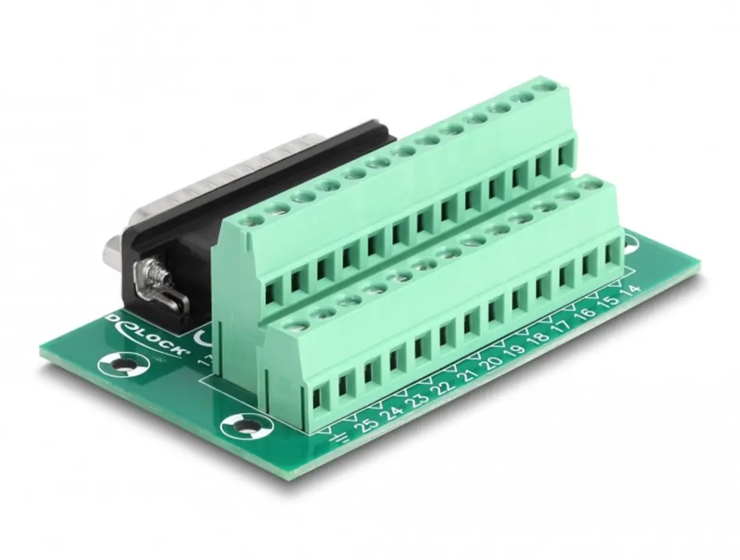 Delock D-Sub 25 Pin Male naar Terminal Block - Groen