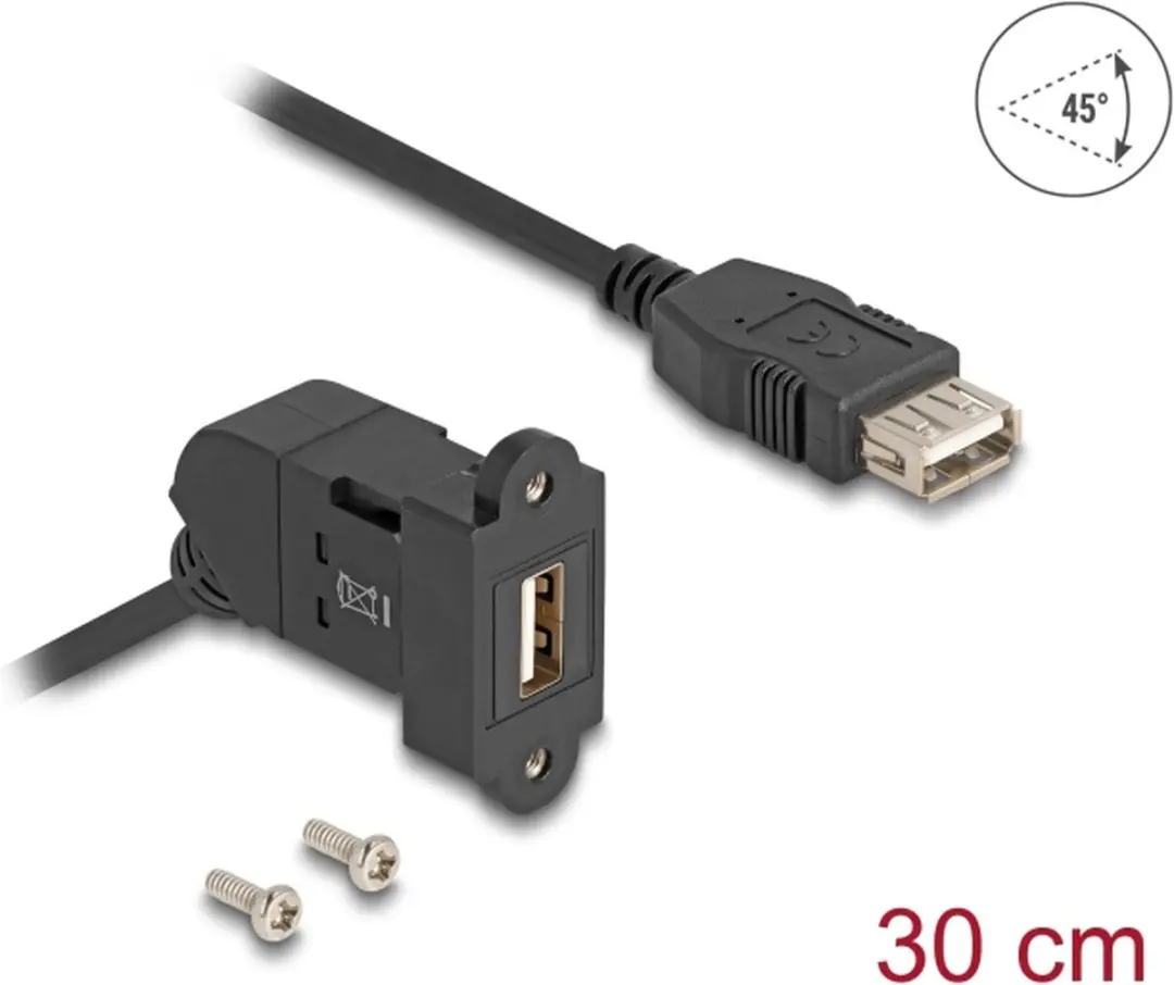 Delock USB-A Haaks Keystone Module 45° - USB2.0 - Zwart