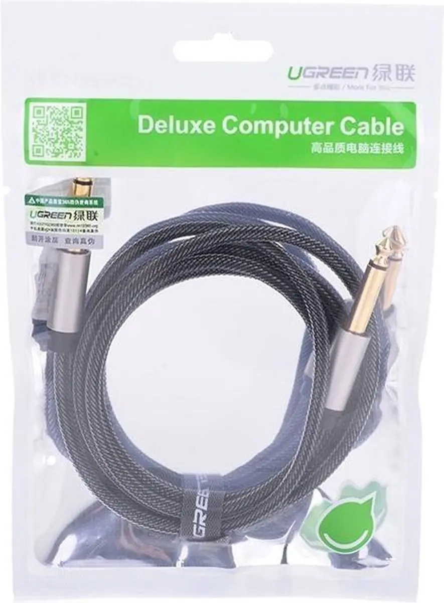 UGREEN 6.5mm Jack naar Jack Audiokabel - Grijs