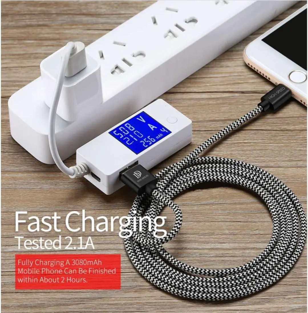 Dux Ducis K-One USB Lightning Kabel 3.0m - Zwart/Wit - afbeelding 6 van 6