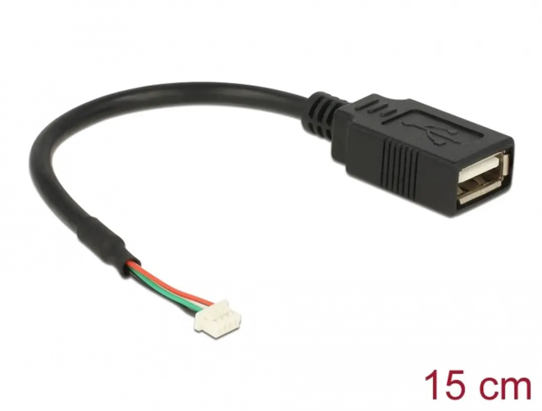 Delock USB 2.0 Kabel 15cm - 4-pin Header Female naar Type-A Female - Zwart