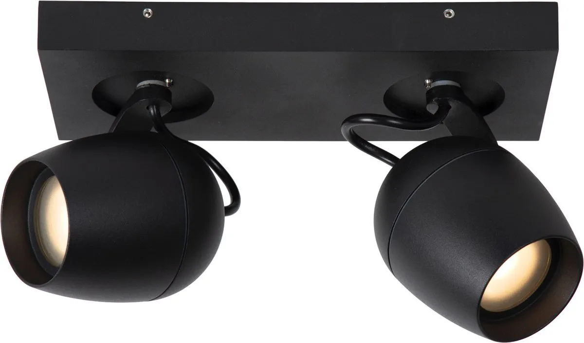 Lucide Preston Plafondspot Badkamer 2xGU10 - IP44 - Zwart