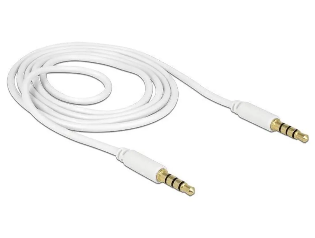 Delock 3,5mm Jack 4-polig Audio/Video Kabel AWG24 - 1m - Wit