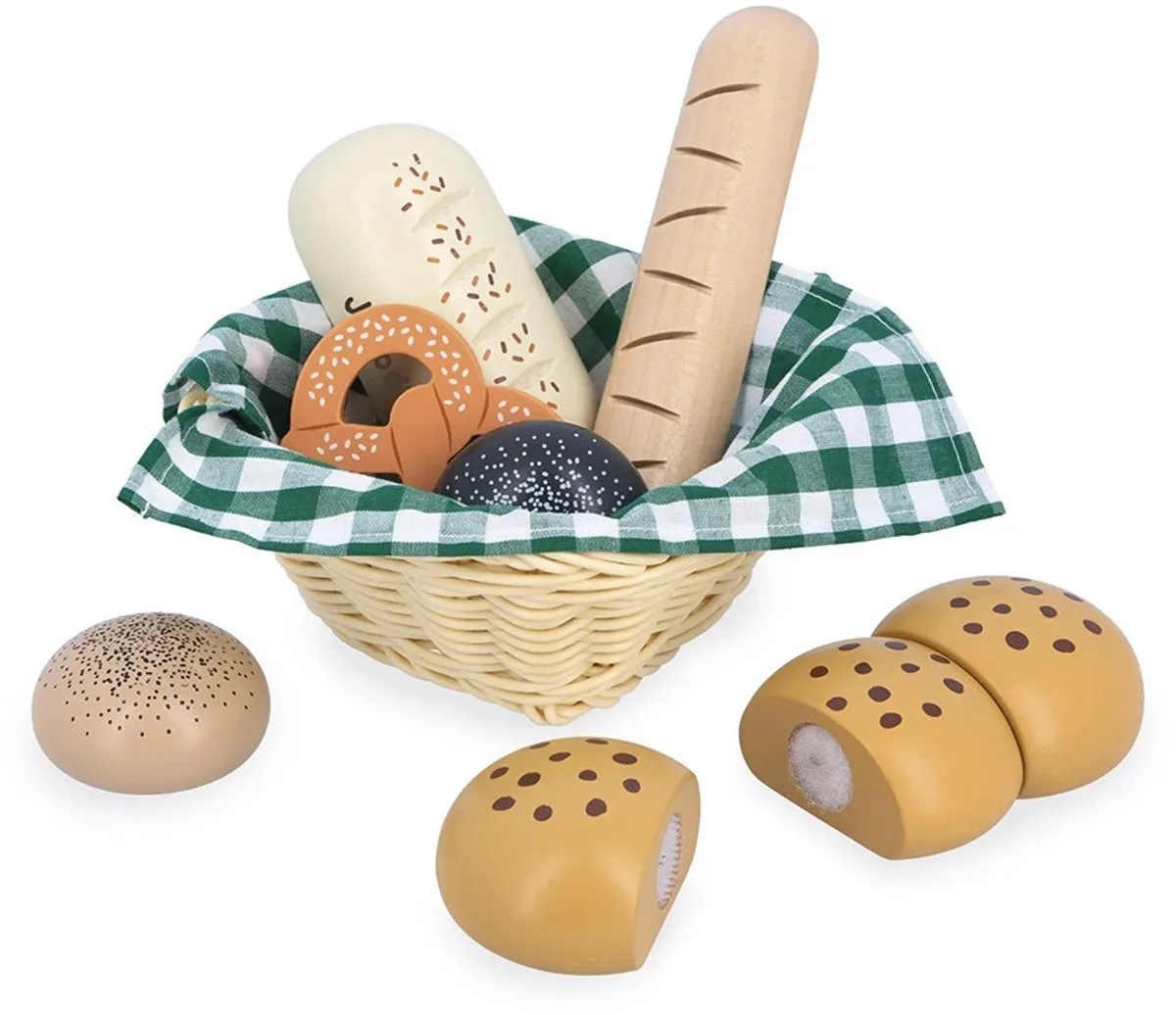 Janod Shiny Grandma Bakkersmand - 6 Broden/Gebakjes - Rood