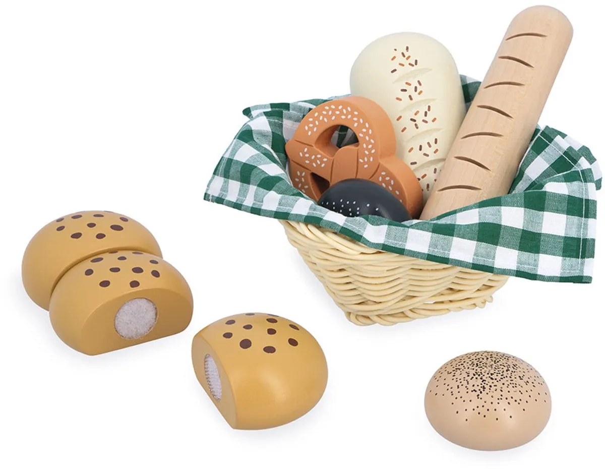 Janod Shiny Grandma Bakkersmand - 6 Broden/Gebakjes - Rood