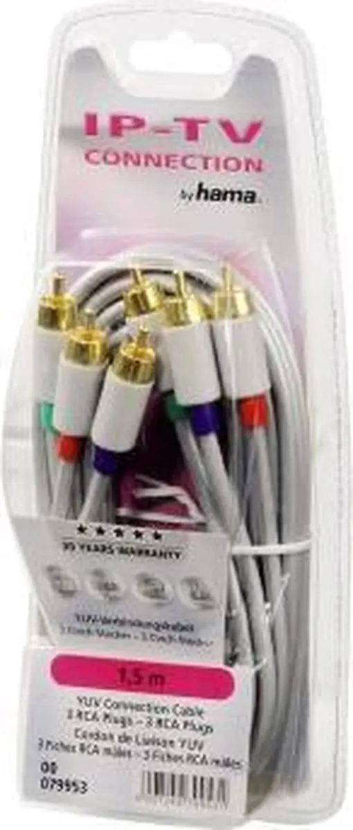 Hama CC YUV-YUV Kabel 1,5m - Zilver