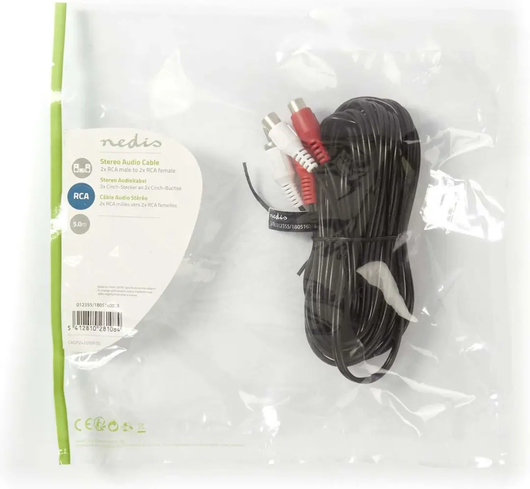 Nedis Stereo-Audiokabel RCA 5m - Zwart
