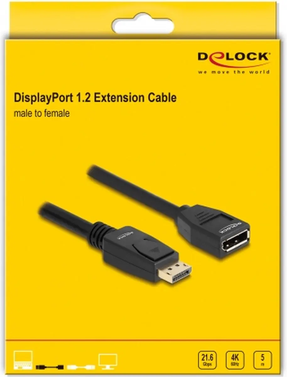 Delock DisplayPort 1.2 Kabel 5m - 4K 60Hz - Zwart