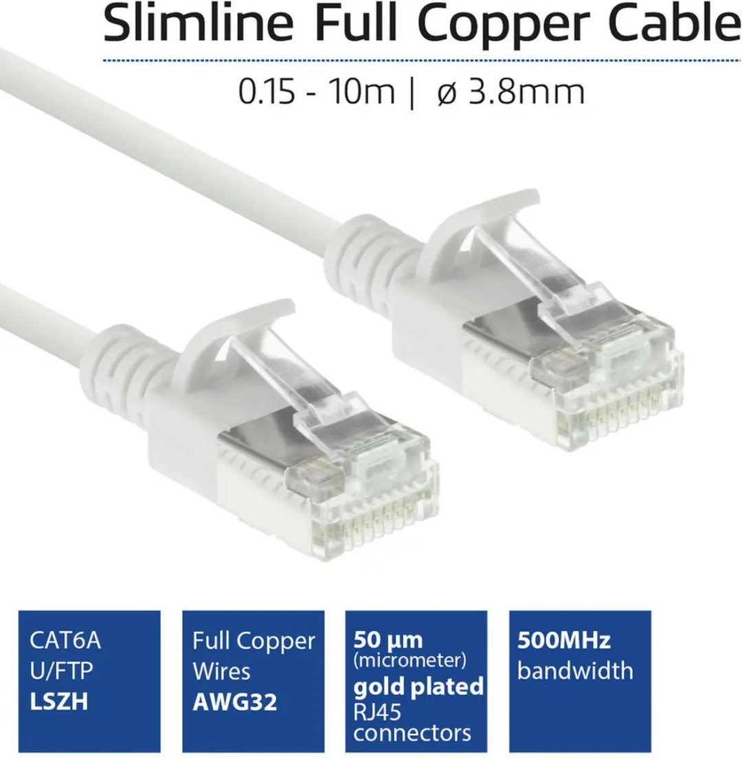 ACT Witte LSZH U/FTP CAT6A Patchkabel 1,5m - Snagless RJ45