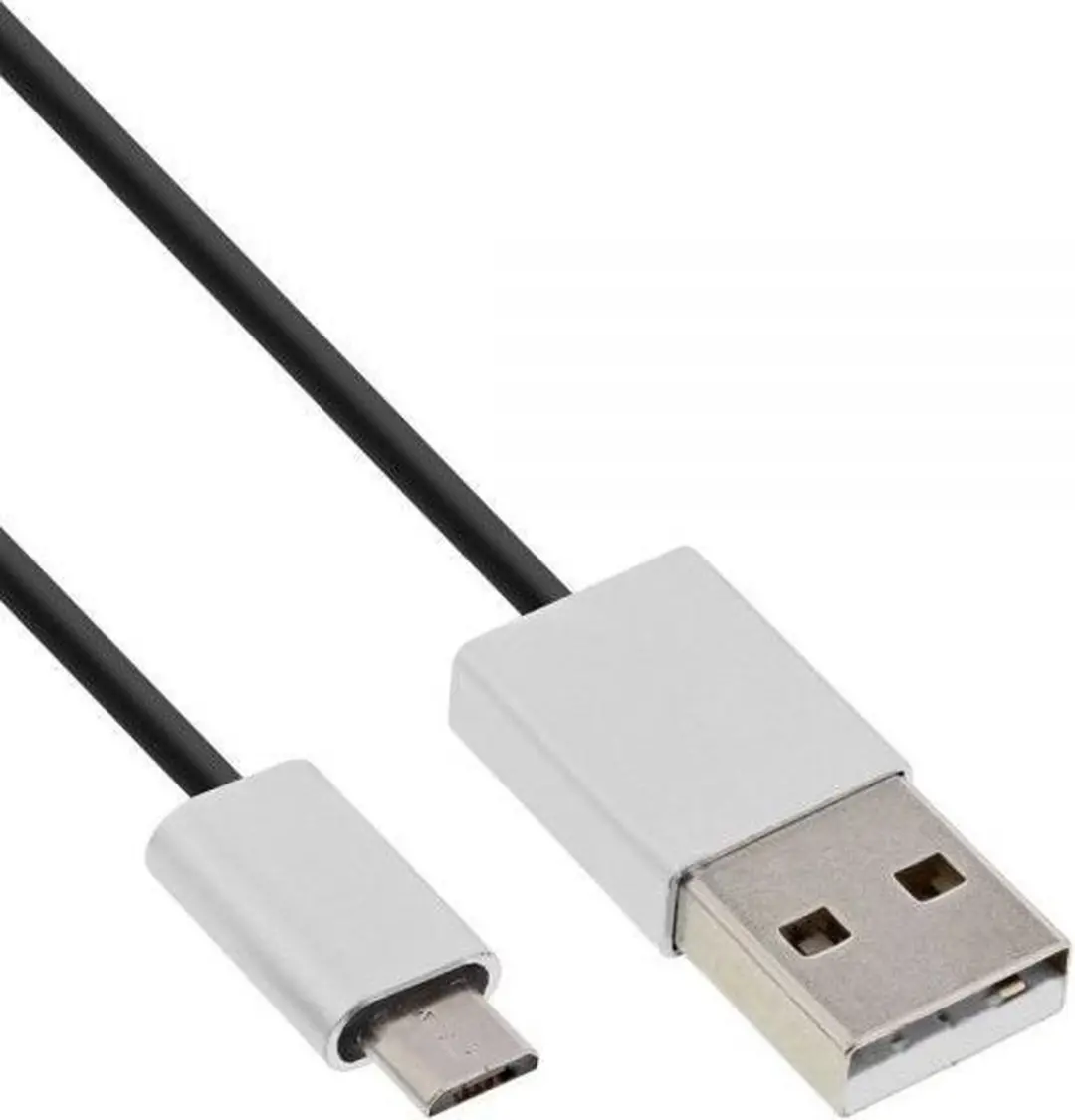 InLine USB Micro B naar USB-A Kabel 2A - 2m - Zwart