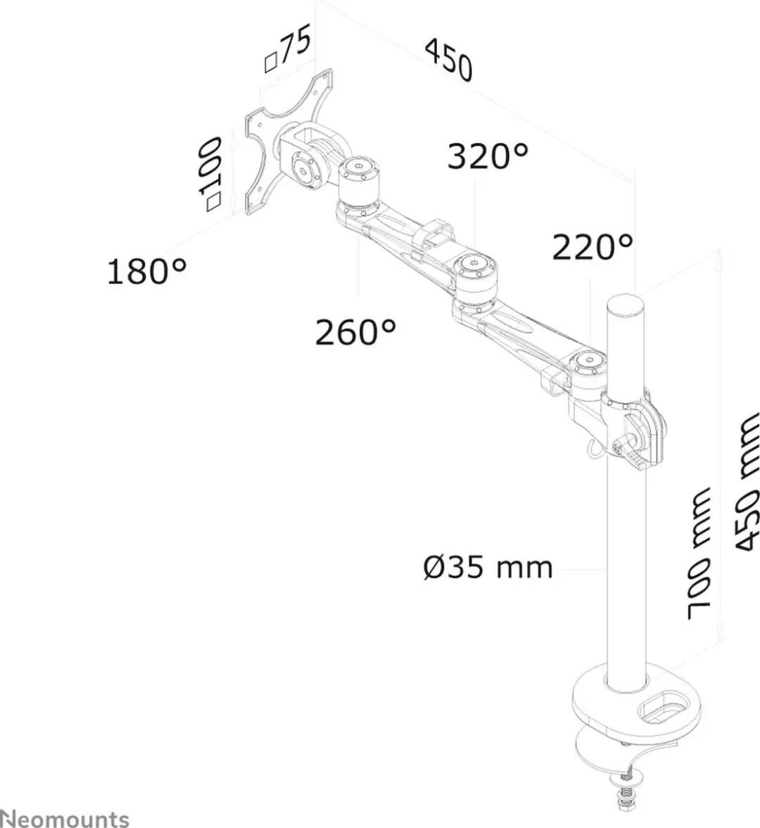 Neomounts FPMA-D935G Monitorarm 10-30" - 1 Scherm - 0-10 kg - Zilver - afbeelding 6 van 6