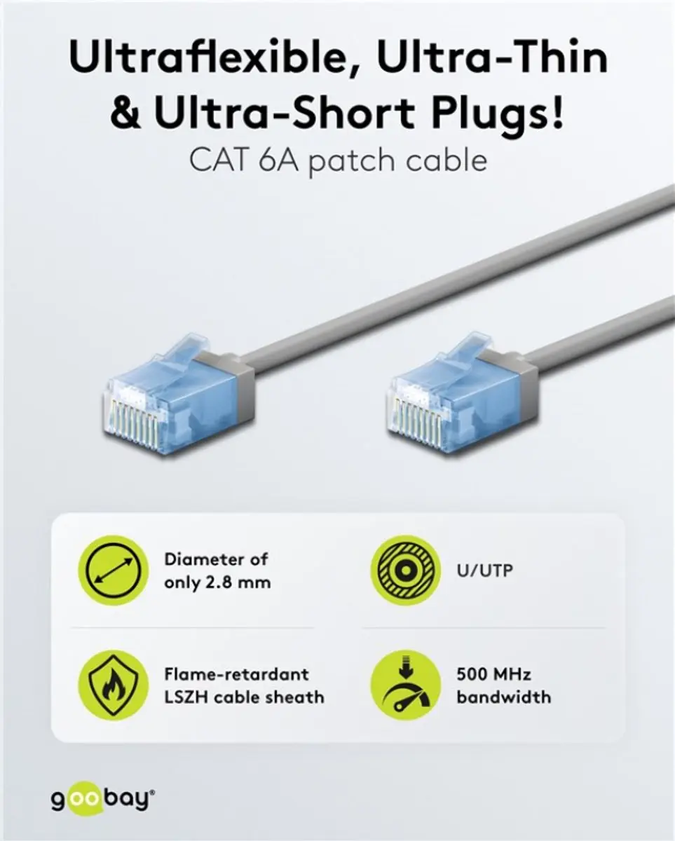 Goobay Ultraflexibele CAT 6A Netwerkkabel KD24259 - Grijs