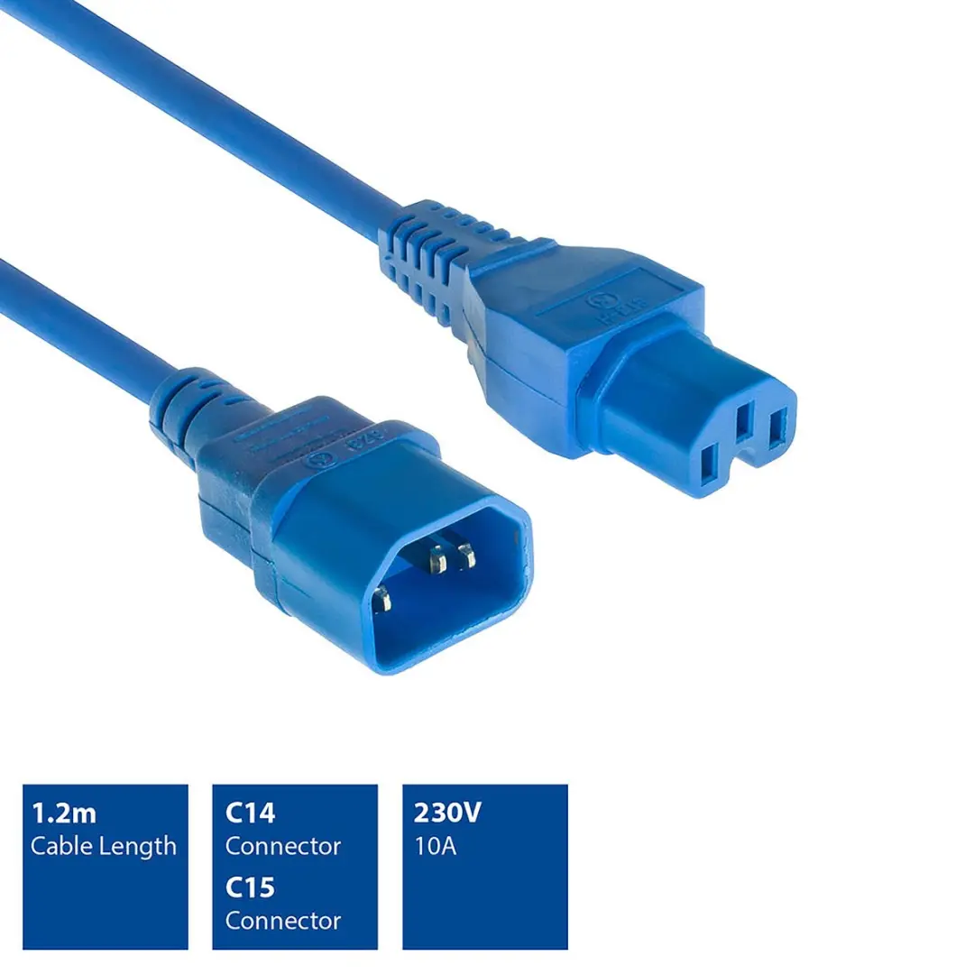 ACT Netsnoer C14-C15 Blauw 1,2m