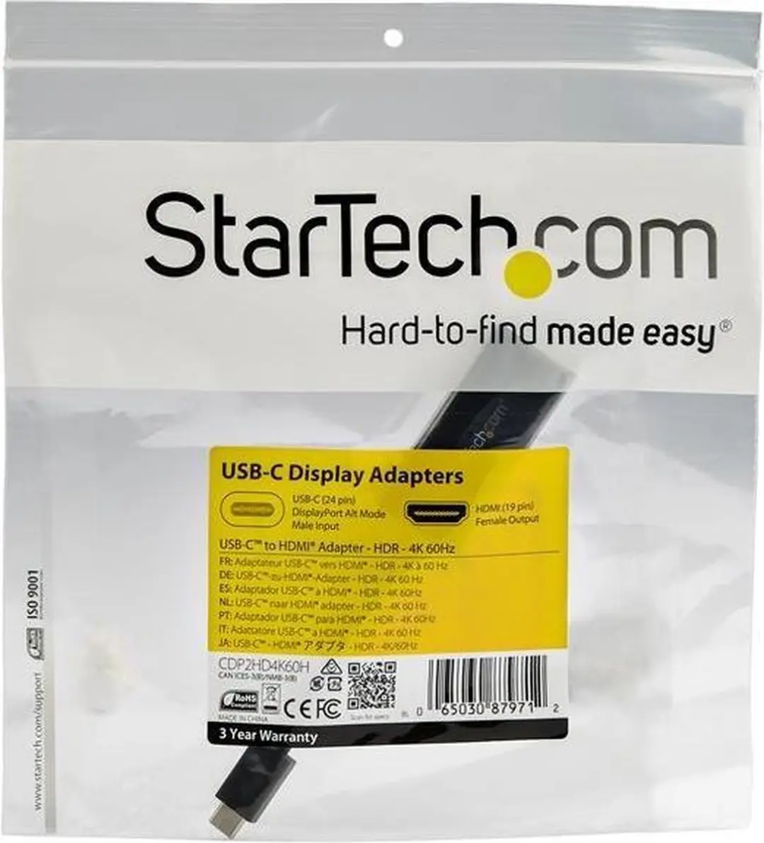 Startech USB-C naar HDMI Adapter CDP2HD4K60H - 4K 60Hz - Zwart