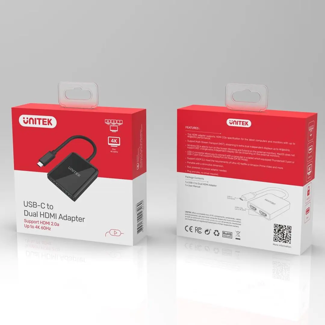 UNITEK V1408A USB Grafische Adapter - Zwart