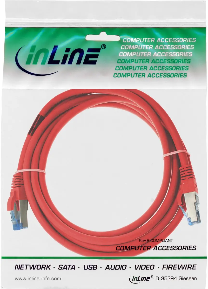 InLine Patch Cat.6A S/FTP 500MHz 0.5m - Rood