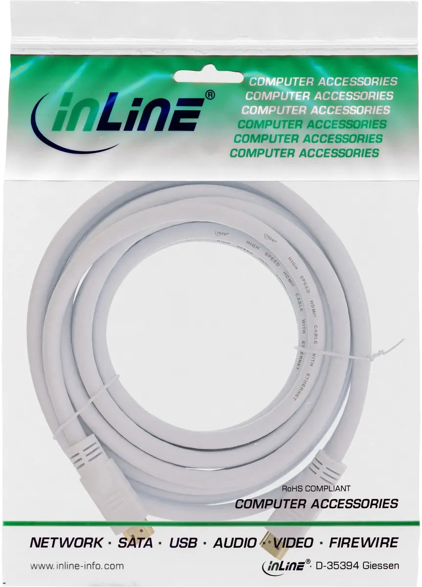 InLine HDMI Kabel 2.0 10m - Wit