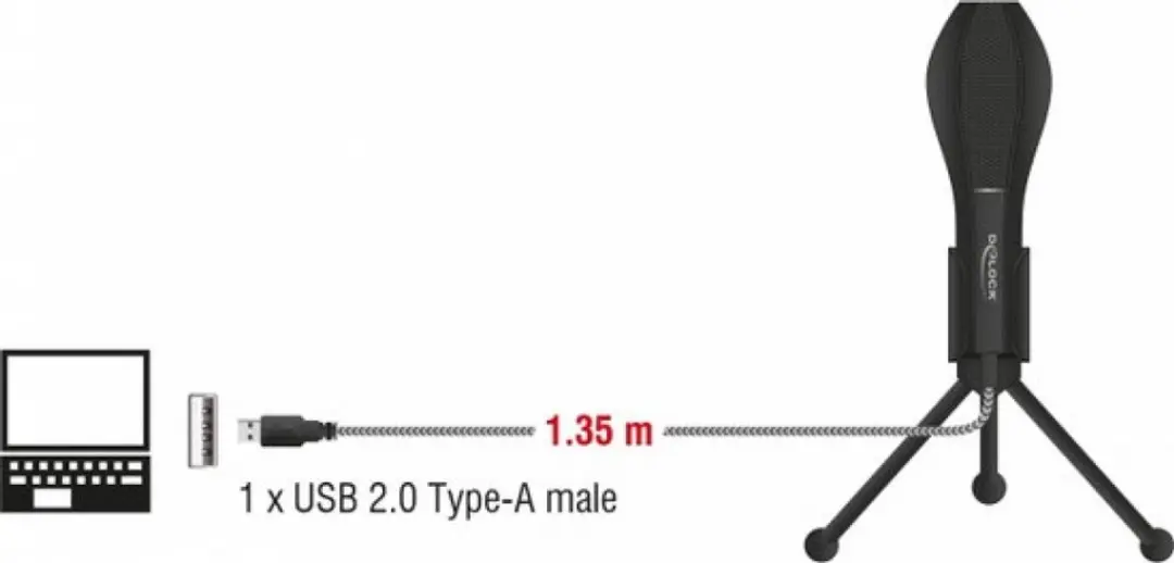 Delock REC0014272-000 USB Condensor Microfoon - Zwart