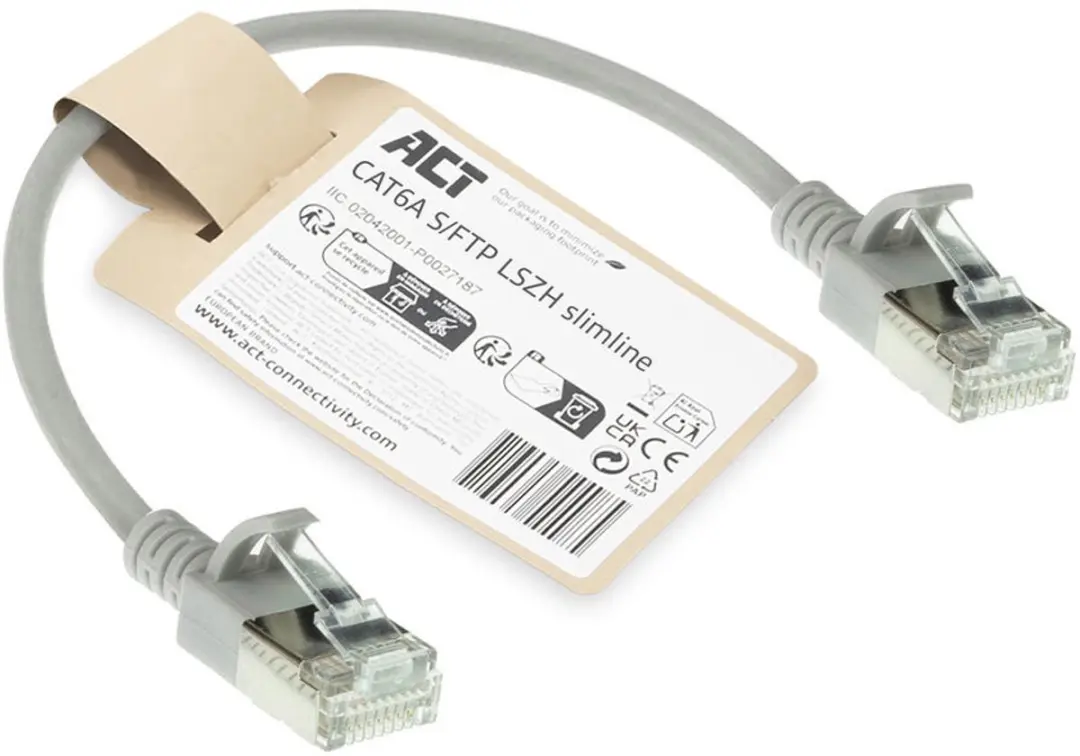 ACT DB7052 CAT6A Patchkabel 0,25m - Grijs