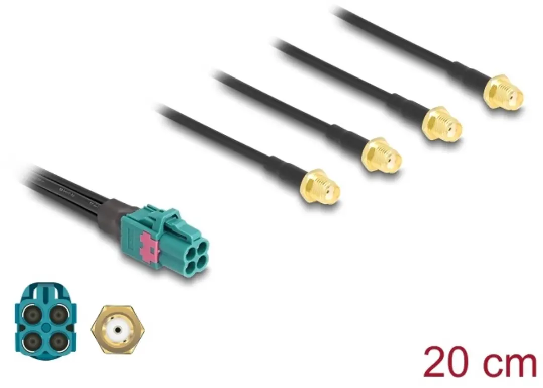 Delock Mini FAKRA Z Jack naar 4x SMA Jack