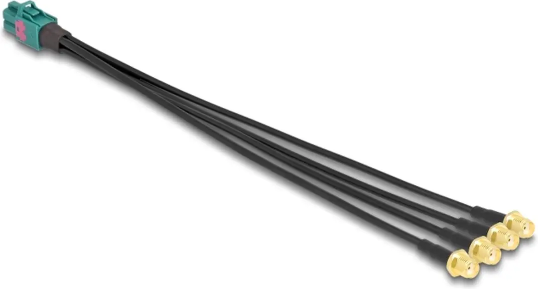Delock Mini FAKRA Z Jack naar 4x SMA Jack - Zwart