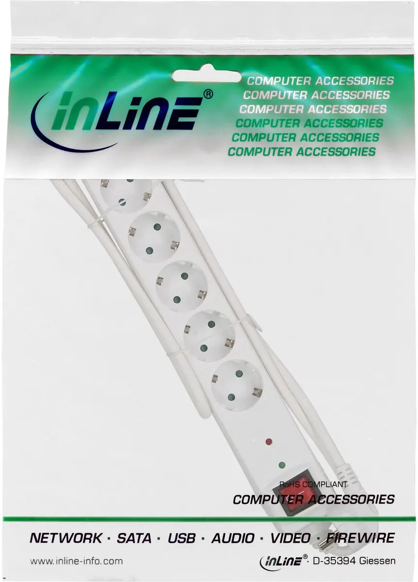InLine Contactdoosstrook 6-voudig Wit - ÜSS