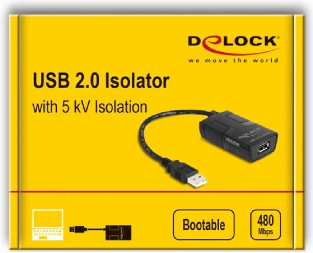 Delock USB 2.0 Isolator 5kV Zwart