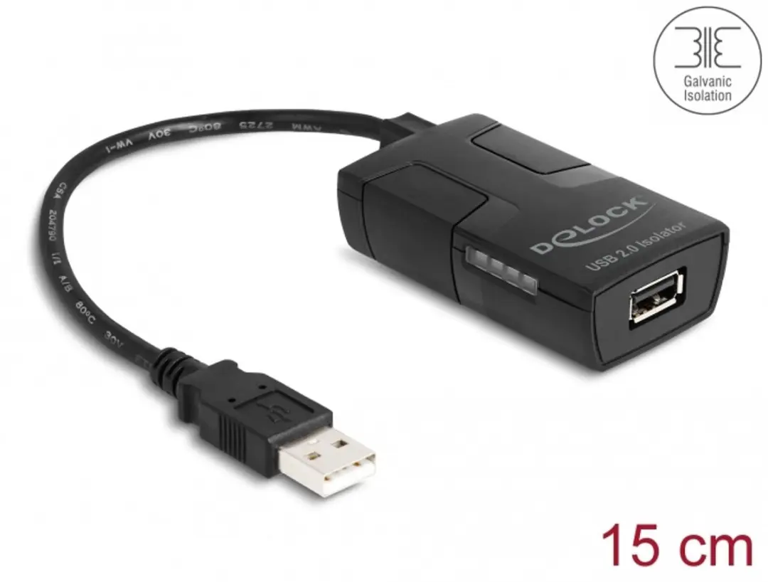 Delock USB 2.0 Isolator 5kV Zwart