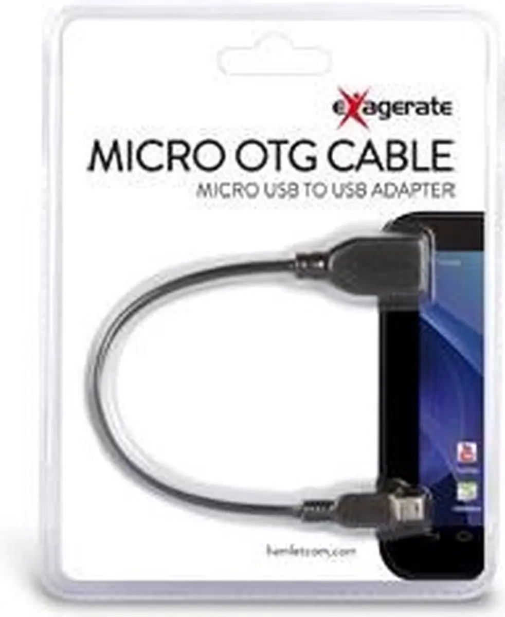 Hamlet Micro USB-A USB 2.0 Kabel 0,15m - Zwart