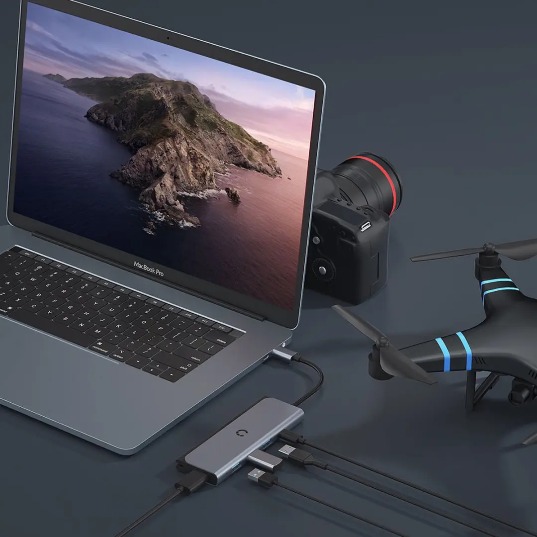 Cygnett CY3318HUBC3 USB-C/HDMI/USB-A/SD-adapter - 15cm - Grijs