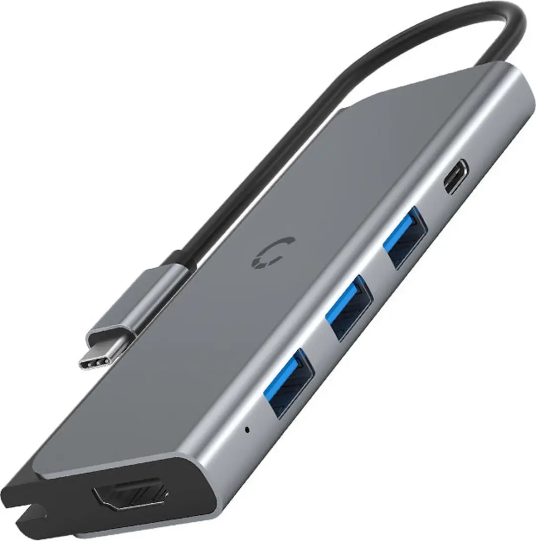 Cygnett CY3318HUBC3 USB-C/HDMI/USB-A/SD-adapter - 15cm - Grijs