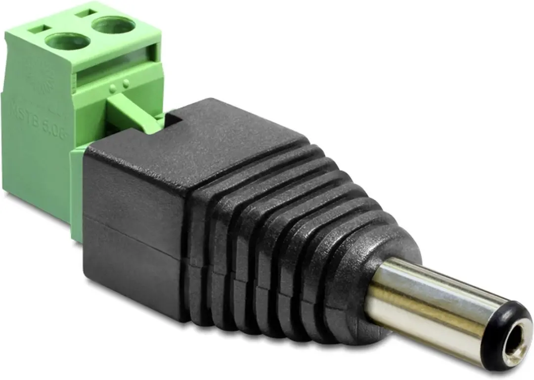 Delock Adapter DC 2,1x5,5mm Stecker-Terminalblock 2 Pin - Zwart