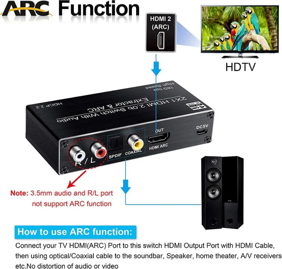 NÖRDIC SGM-157 HDMI Switch 2 naar 1 - 4K 60Hz - Zwart - afbeelding 4 van 4