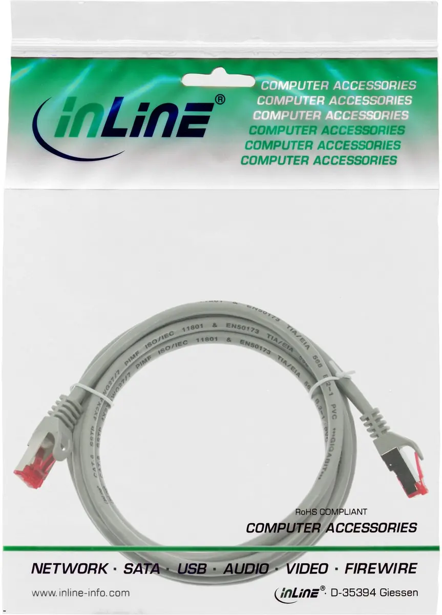 InLine S/FTP Netwerkkabel CAT6 1m - Grijs