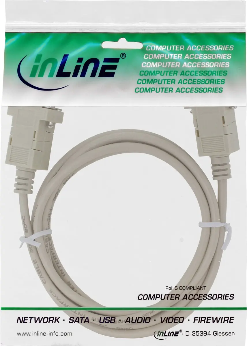 InLine Seriële RS232 Null Modemkabel 9-pins SUB-D - 2m