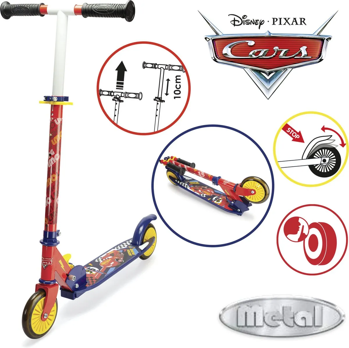 Smoby Cars Plooibare Scooter Step - 50kg - Verstelbaar stuur - Rood/Blauw/Wit/Zwart/Geel