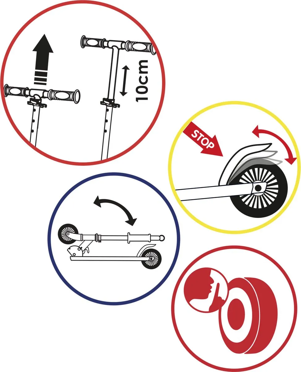 Smoby Cars Plooibare Scooter Step - 50kg - Verstelbaar stuur - Rood/Blauw/Wit/Zwart/Geel