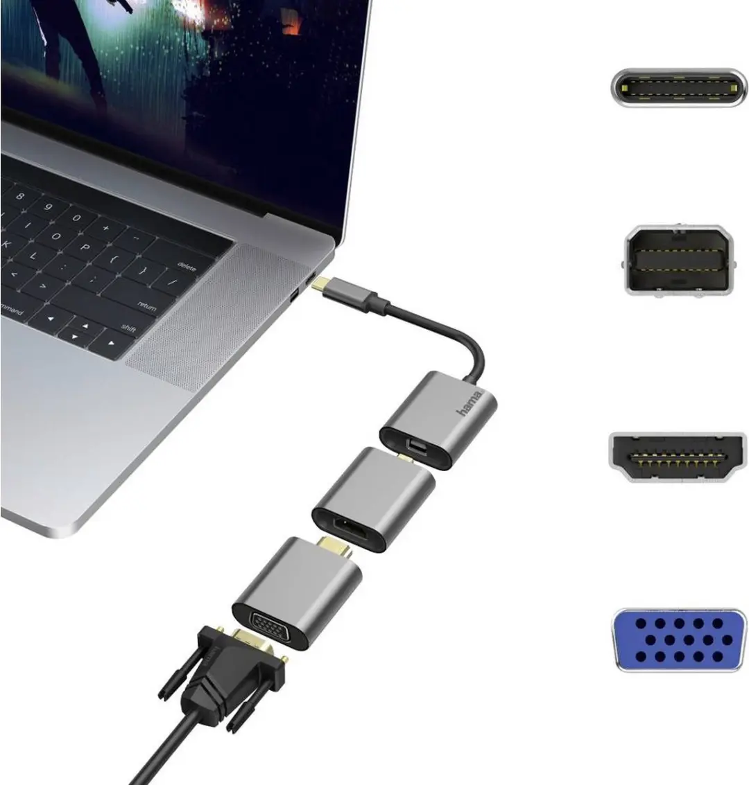 Hama Video-adapter-set 6-in-1 USB-C - Aluminium Tan