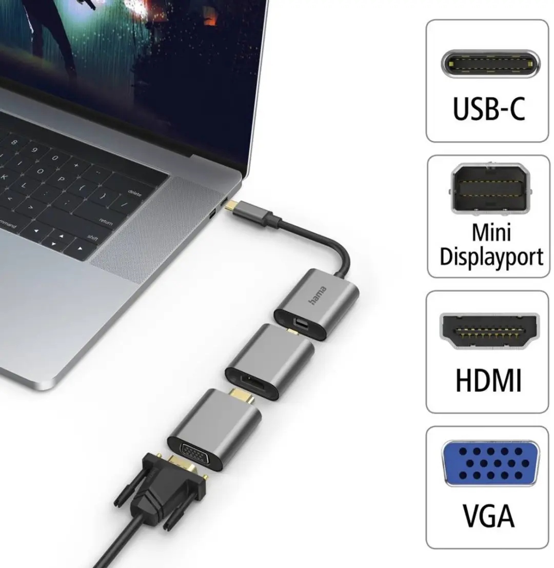 Hama Video-adapter-set 6-in-1 USB-C - Aluminium Tan - afbeelding 6 van 6