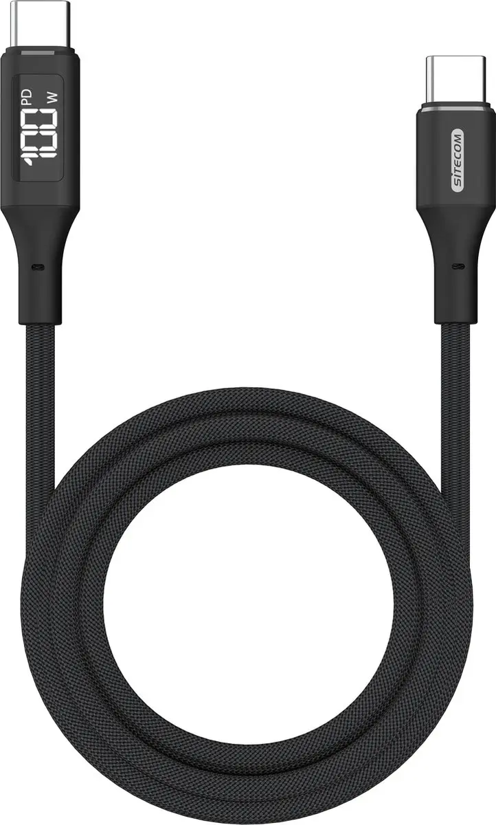 Sitecom CA-1005 USB-C Voedingskabel 100W - 1,5m - Zwart