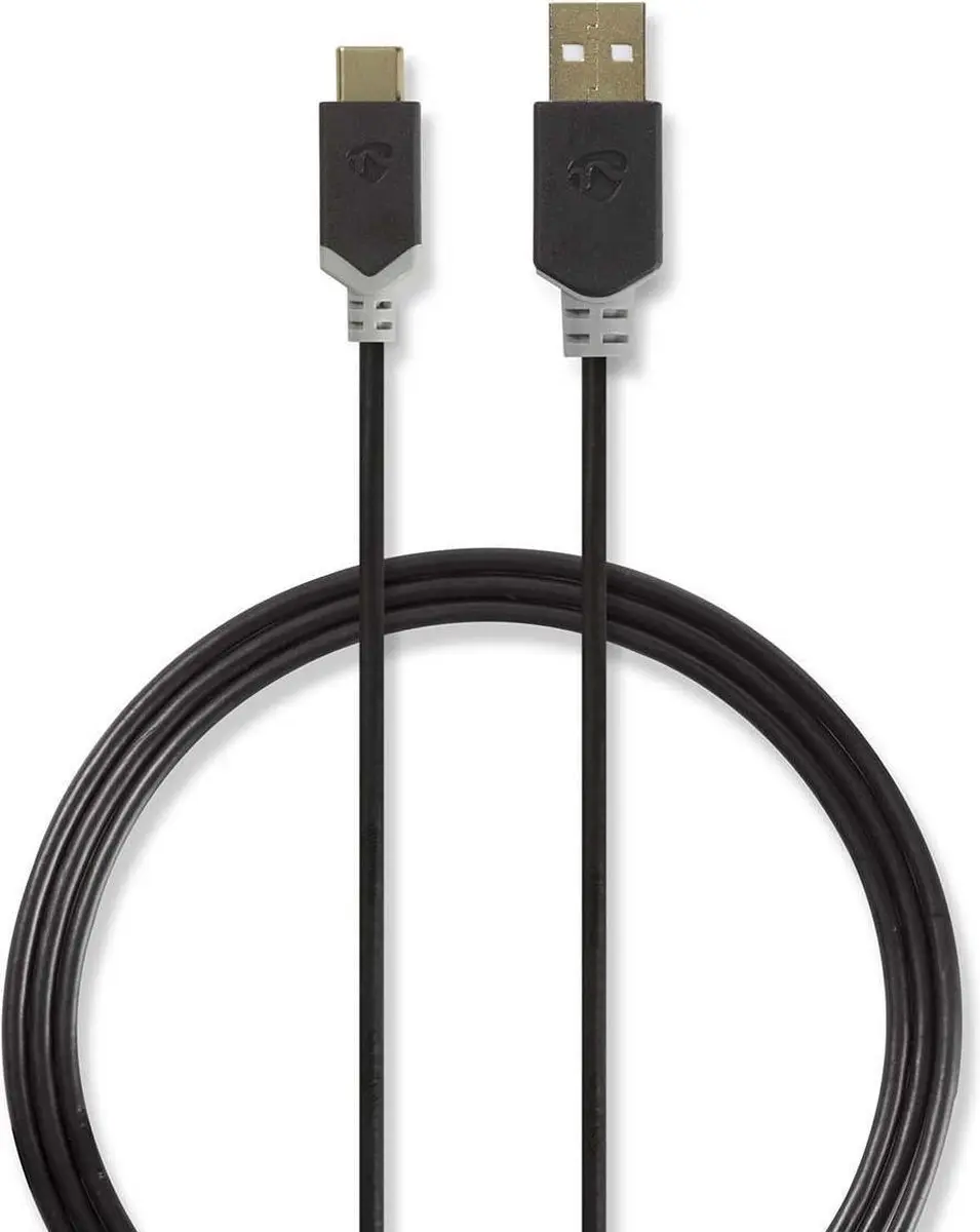 Nedis USB 2.0 USB-A naar USB-C Kabel 60W 1m - Antraciet