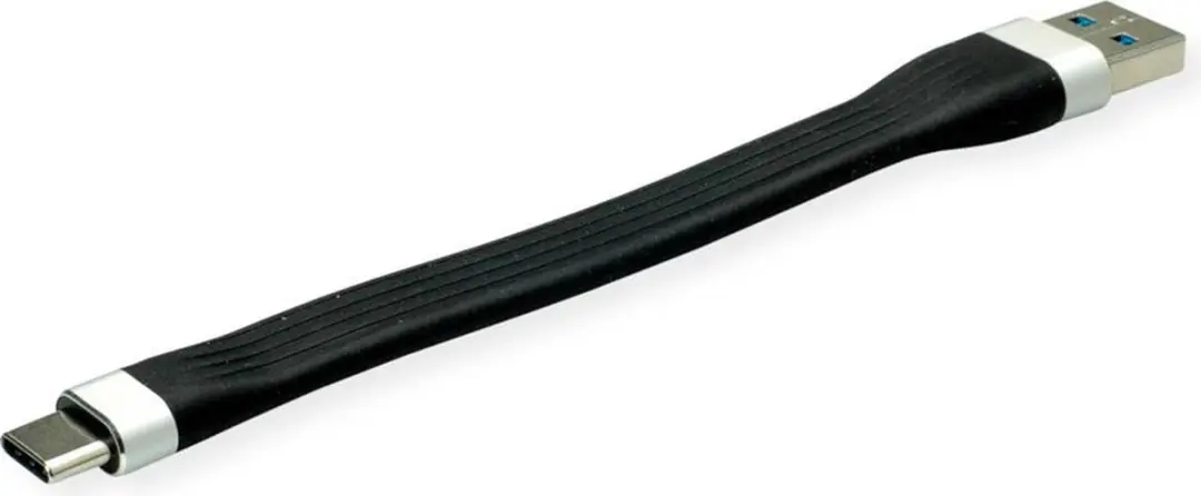 Roline USB 3.2 Gen 1 Siliconen Kabel A-C M/M 11cm - Zwart