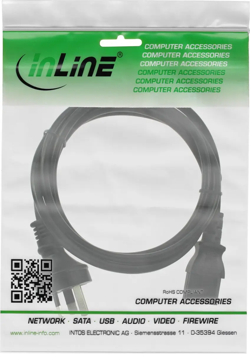 InLine C13 Type I Stroomkabel 0,75mm² - 0,5m - Zwart